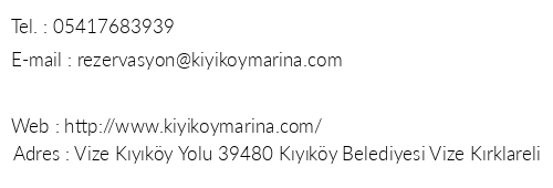 Kyky Marina Konaklama telefon numaralar, faks, e-mail, posta adresi ve iletiim bilgileri